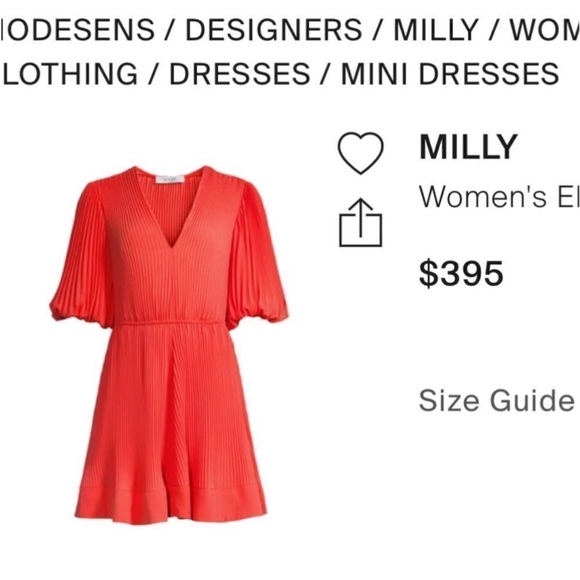 Milly Coral Pleated Mini Dress, US10 - Picture 4 of 12